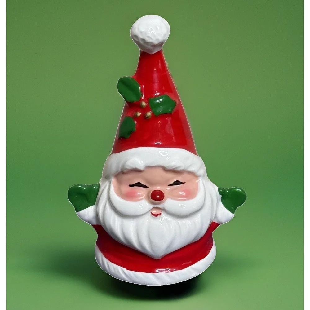 Vintage Josef Kitschy Originals Smiling Santa Claus Ceramic Christmas Bell VGC